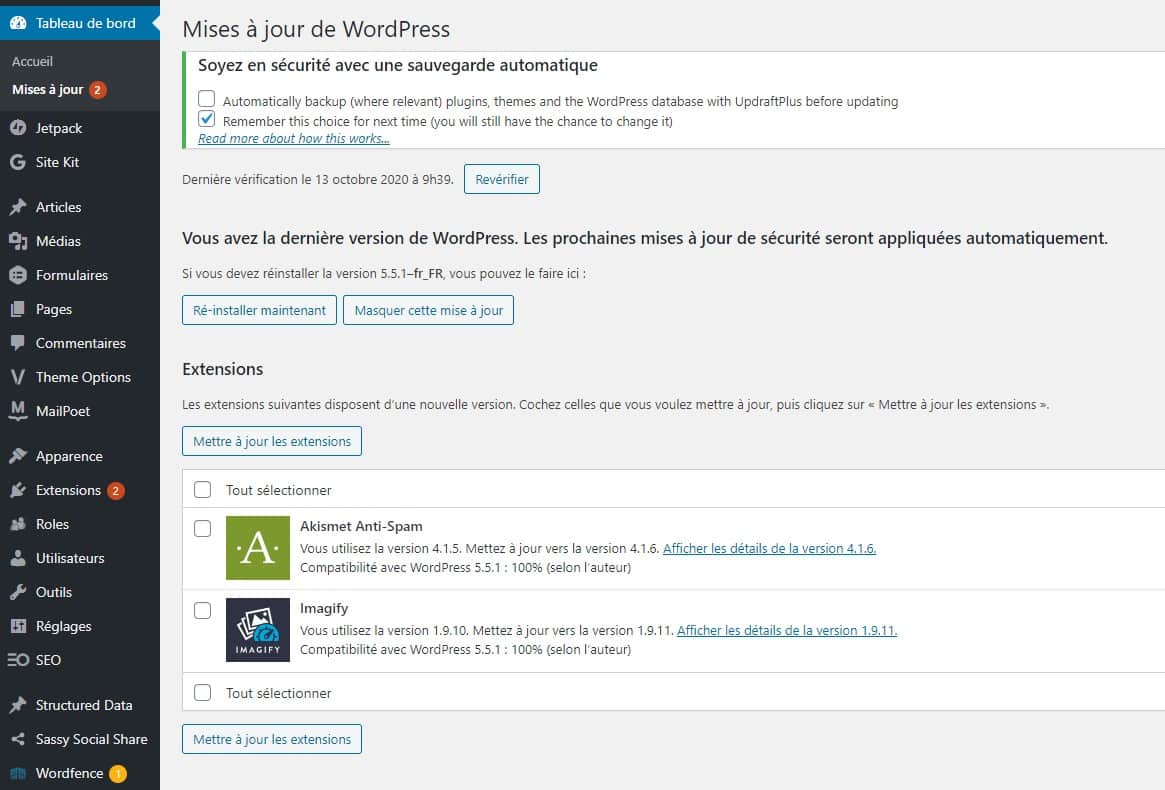 Mettre A Jour Plusieurs Plugins WordPress