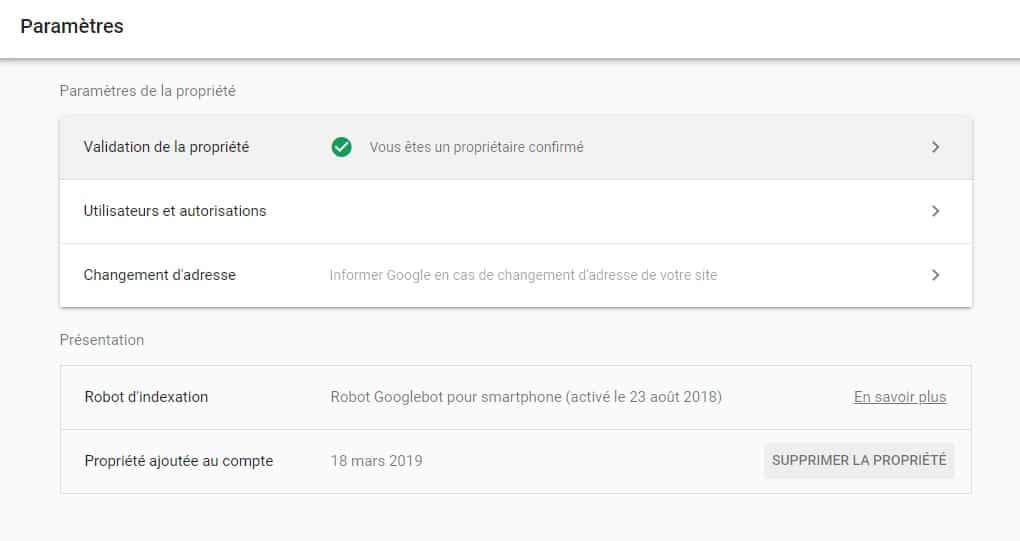 Parametres Google Search Console