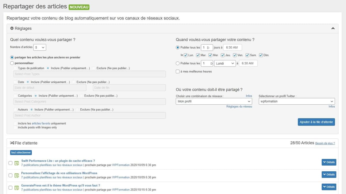 Repartager Articles WordPress