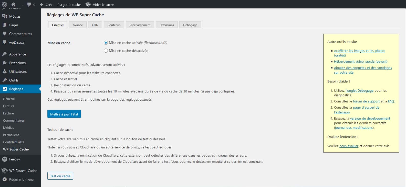 WP Super Cache : l’ami des noobies WP Super Cache : l’ami des noobies