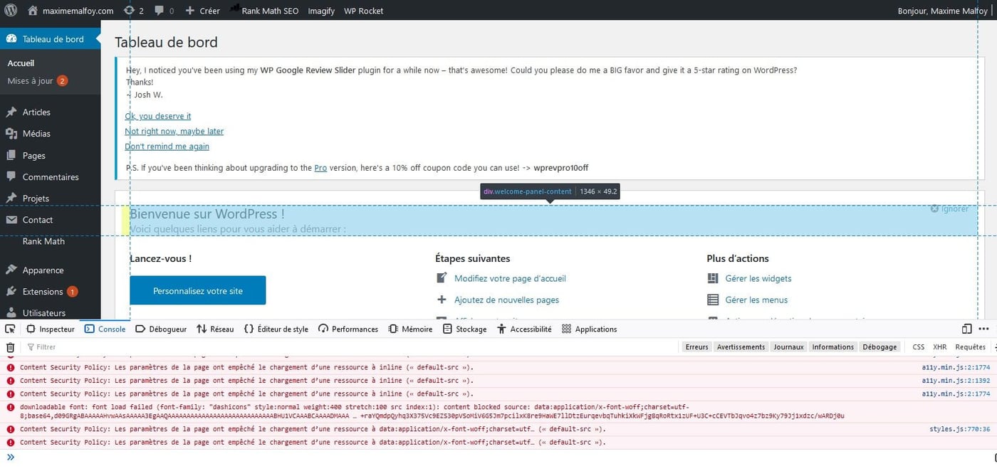 Les effets de la CSP sur votre tableaud e bord WordPress Les effets de la CSP sur votre tableaud e bord WordPress