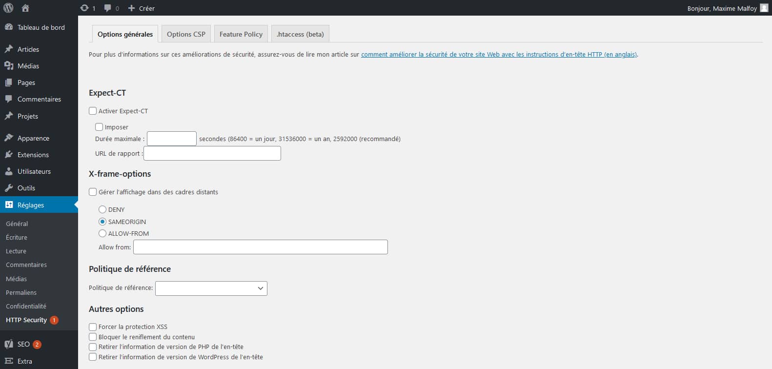 HTTP headers to improve web site security : un plugin simple et rapide
