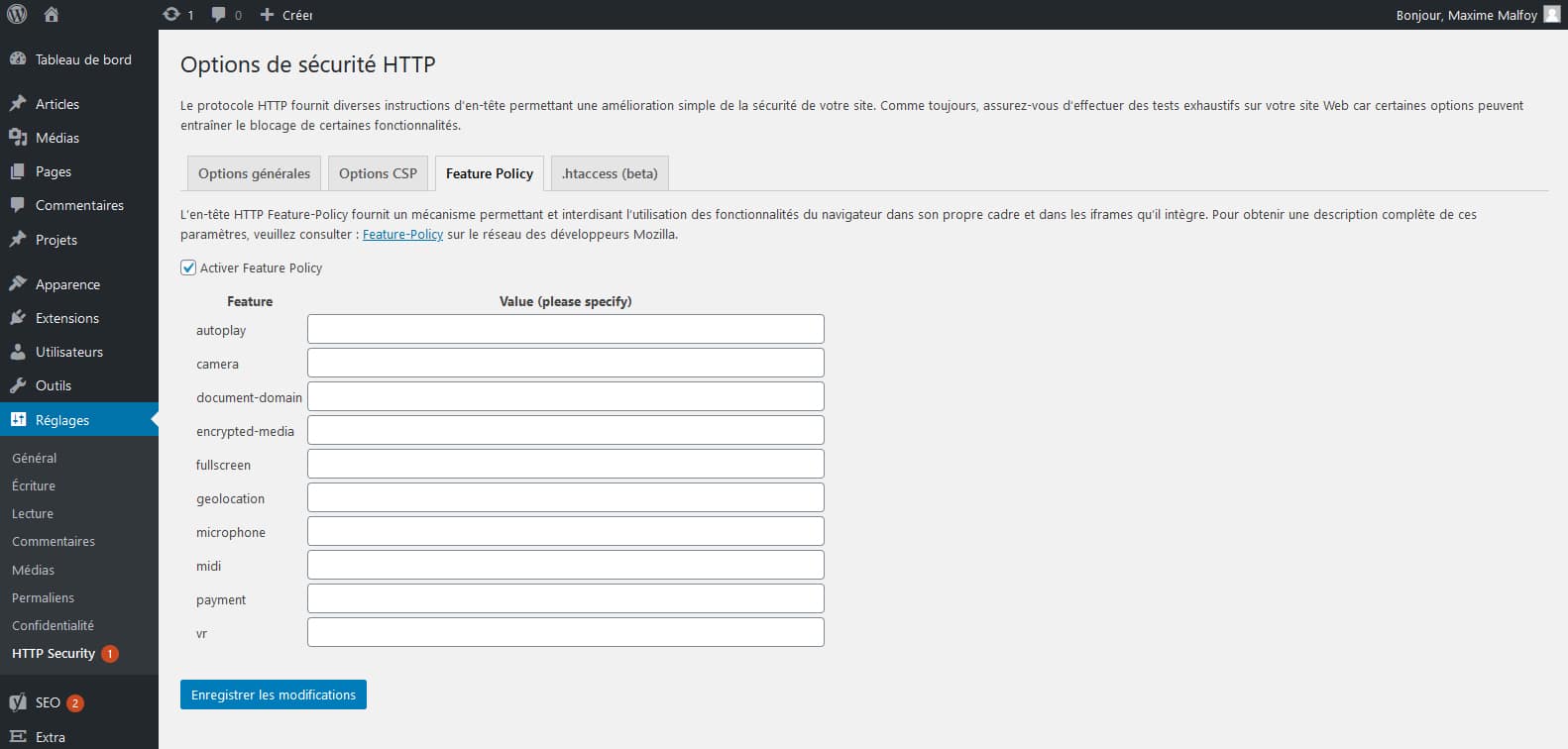 HTTP headers to improve web site security : tout pour gérer la Permissions Policy