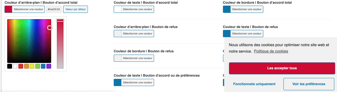 Gérer Les Couleurs De La Bannière Cookies