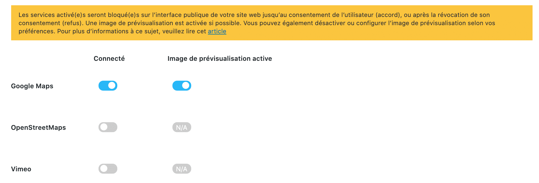 Intégrations Service