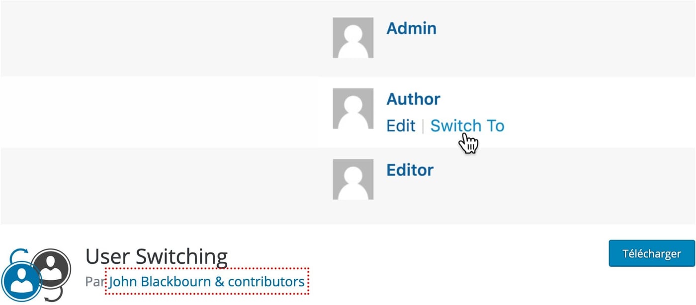 Plugin Se Connecter En Tant Que User Switching WordPress