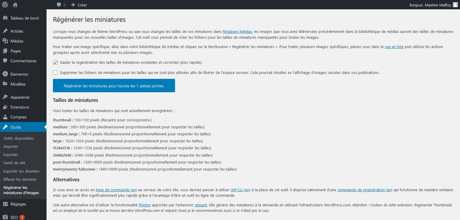 Regenerate Thumbnails : régénrer les miniatures en un clic