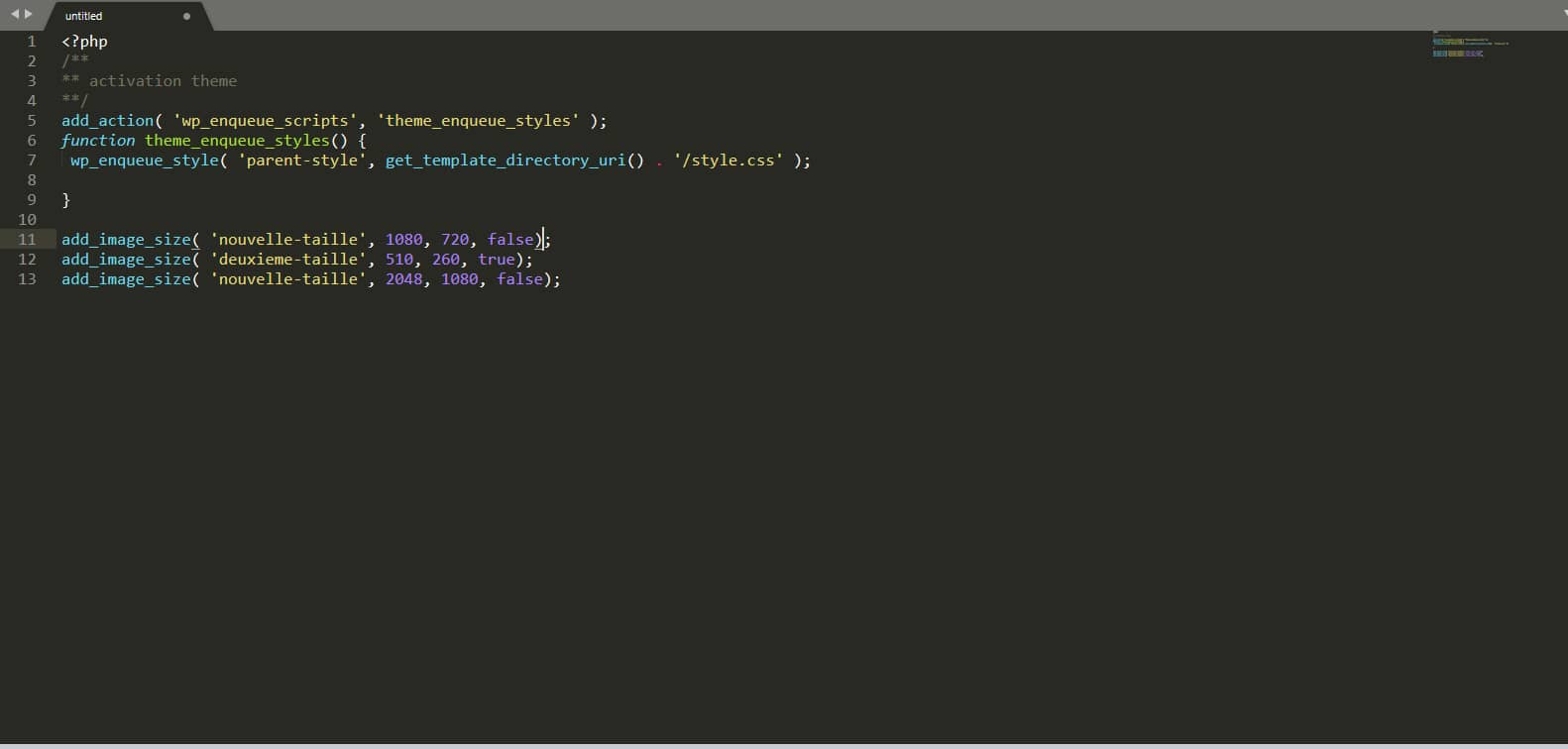 Générer des tailles d'images via le fichier functions.php Générer des tailles d'images via le fichier functions.php