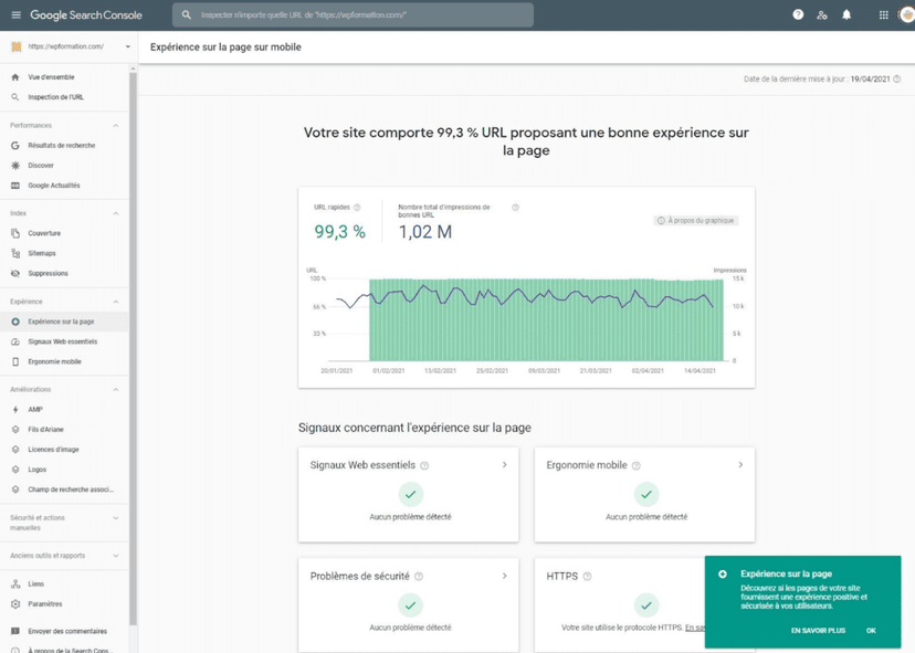 core web vitals search console