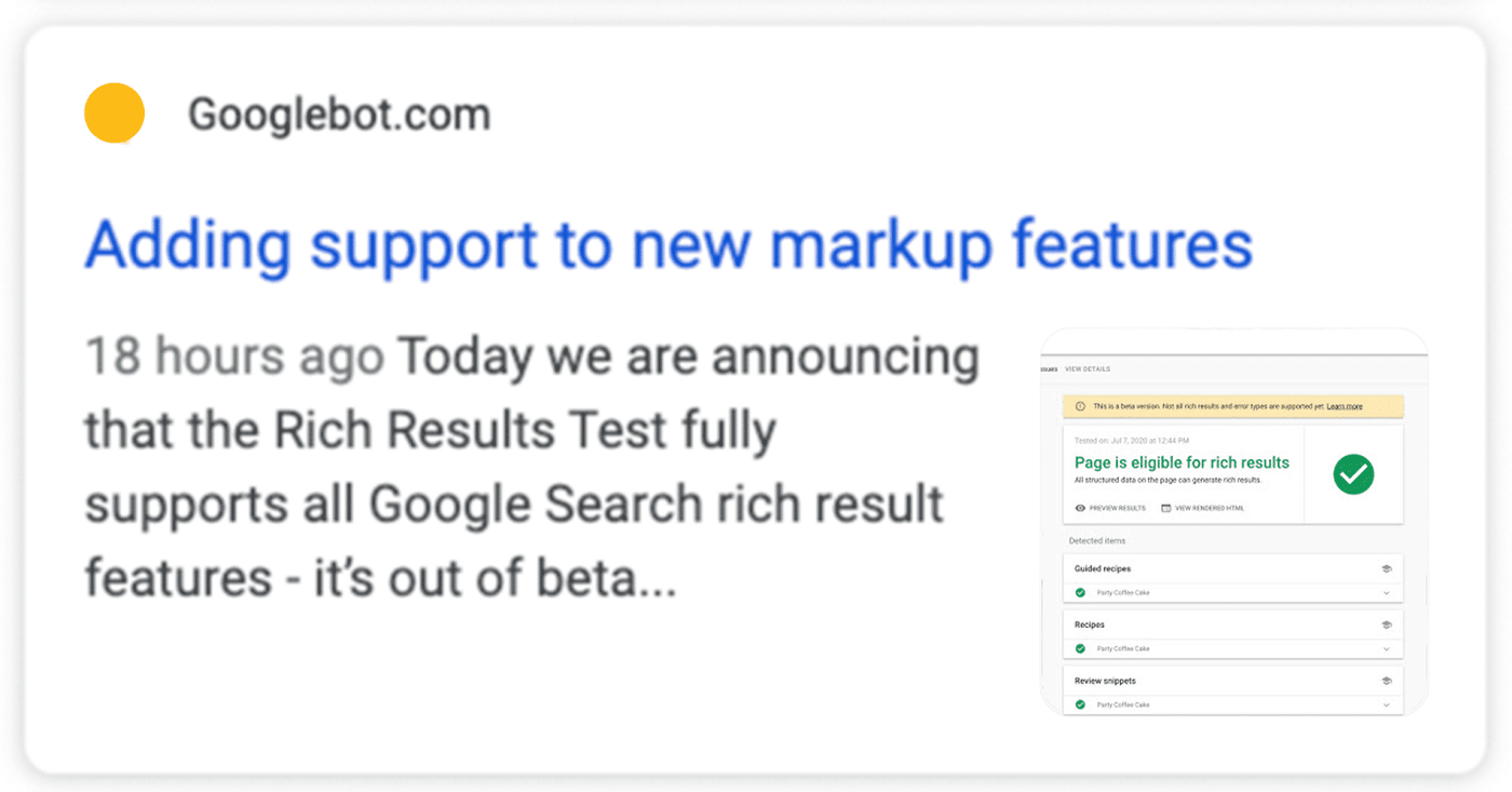 résultat enrichi Article avec image et date de publication sur Google desktop