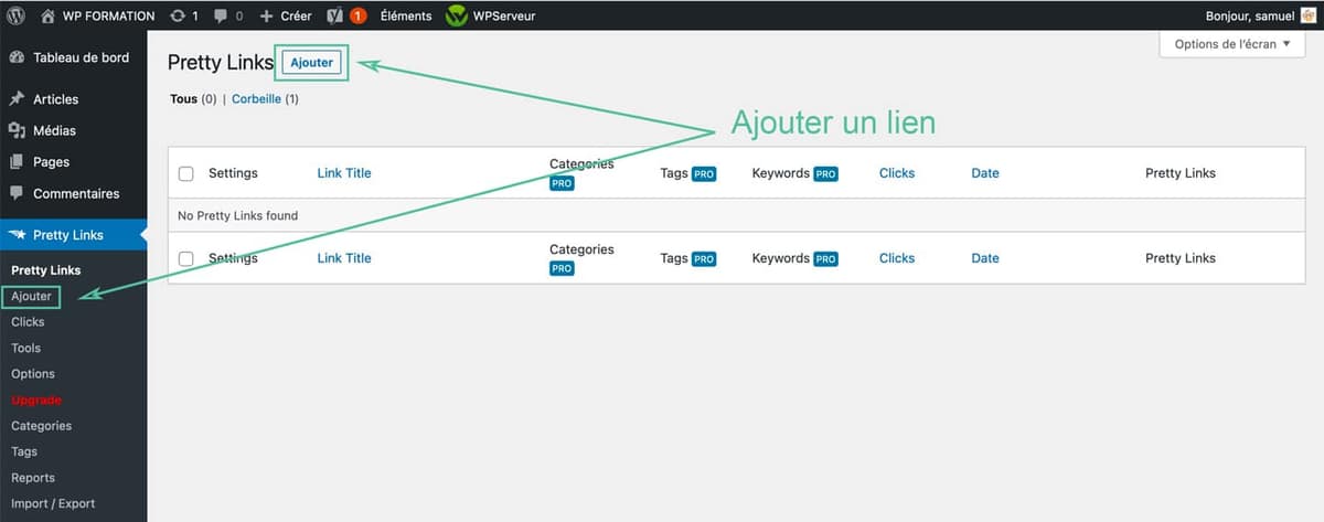 pretty links plugin wordpress