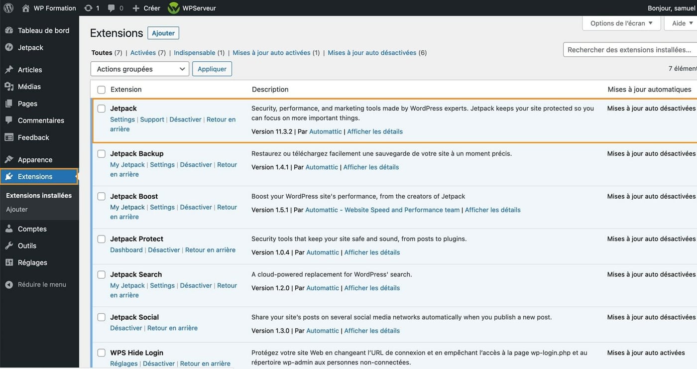 Nouveaux plugins Jetpack