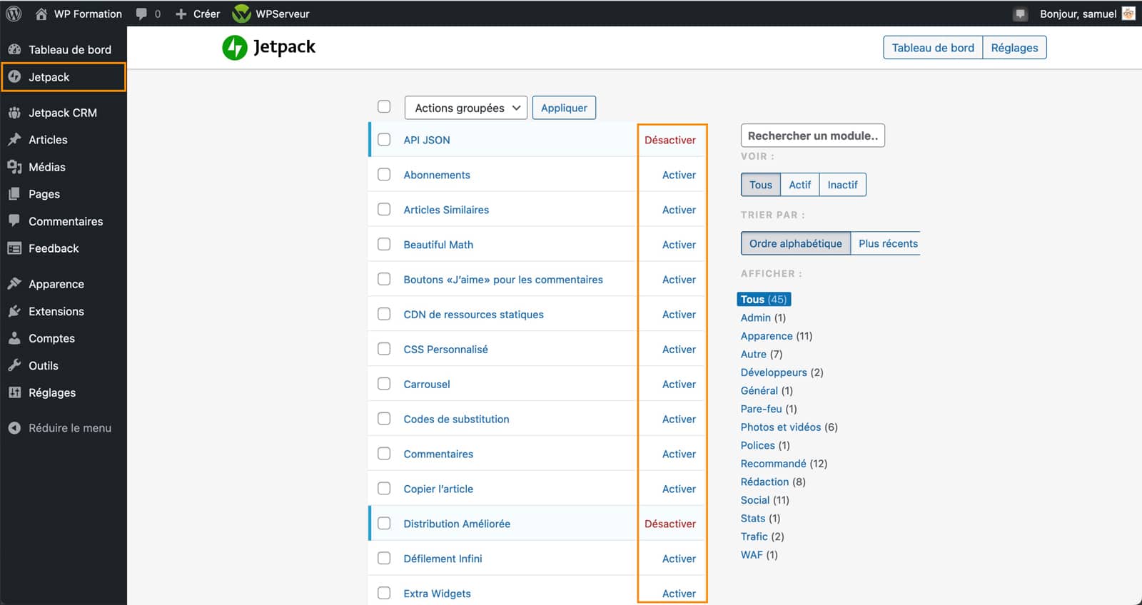 Nouveaux plugins Jetpack