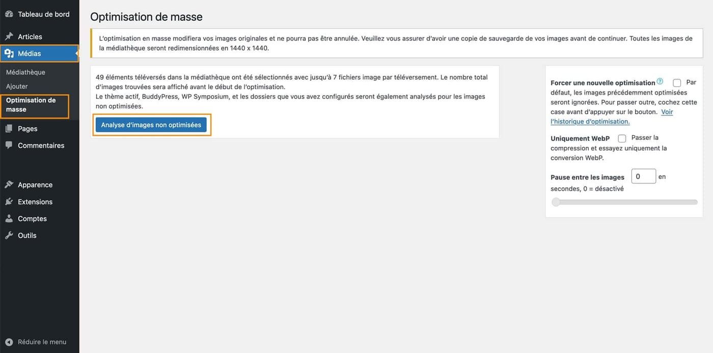 Tutoriel pour utiliser le plugin EWWW imagine optimizer pour WordPress