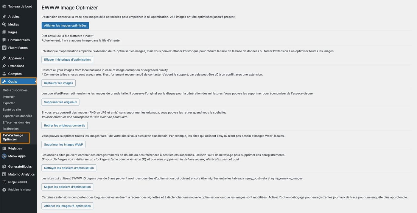 Tutoriel pour utiliser le plugin EWWW imagine optimizer pour WordPress