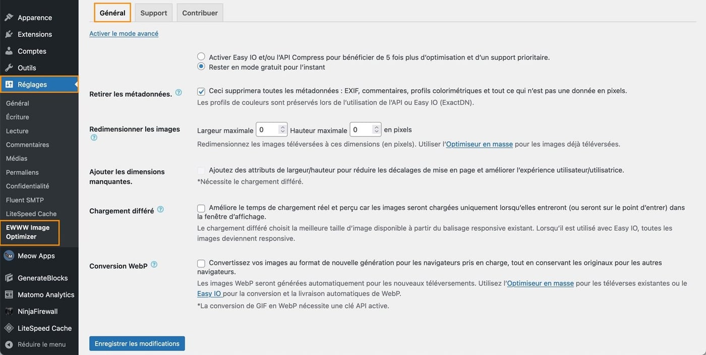 Tutoriel pour utiliser le plugin EWWW imagine optimizer pour WordPress