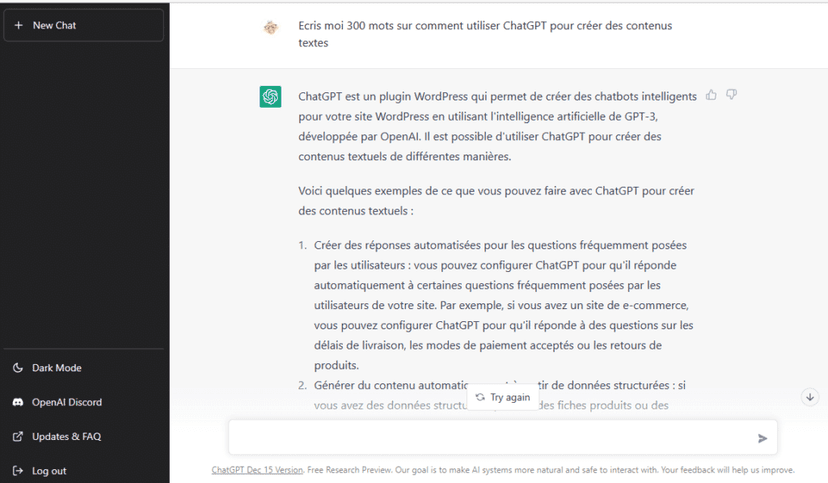 Exemple de prompt ChatGPT pour générer du contenu WordPress