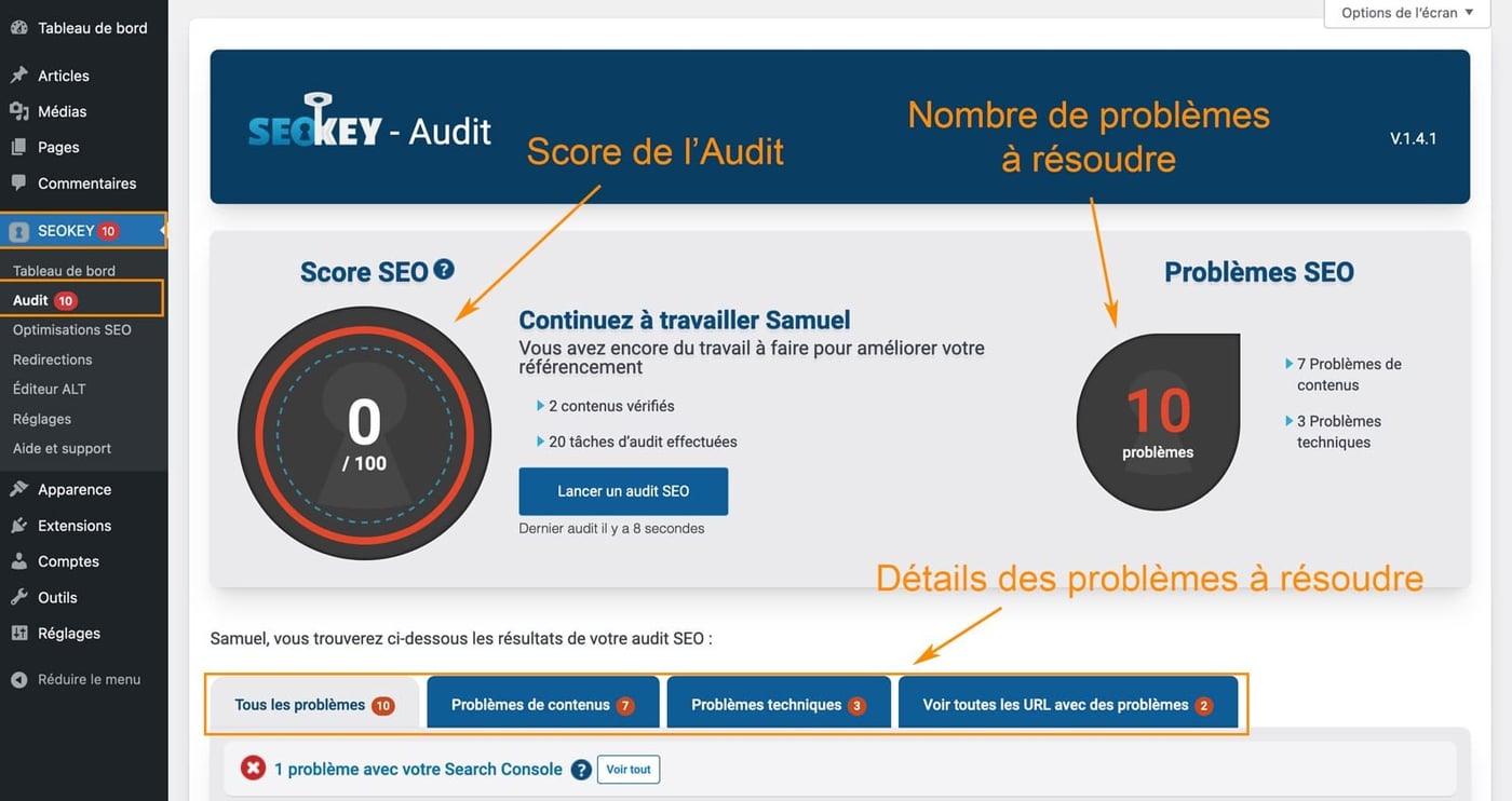 Tutoriel pour utiliser le plugin SEOKEY pour le référencement WordPress