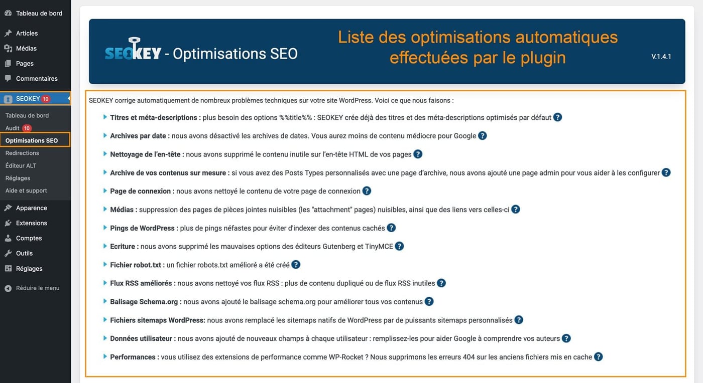 Tutoriel pour utiliser le plugin SEOKEY pour le référencement WordPress