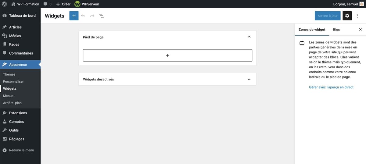 Tutoriel pour utiliser le footer WordPress