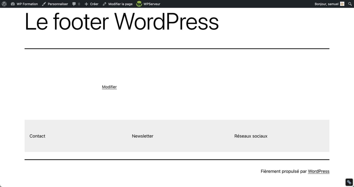 Tutoriel pour utiliser le footer WordPress