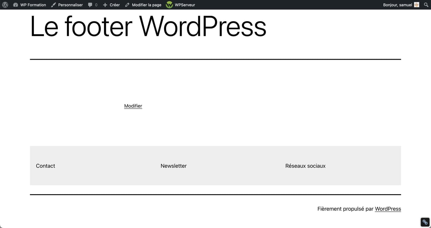 Tutoriel pour utiliser le footer WordPress