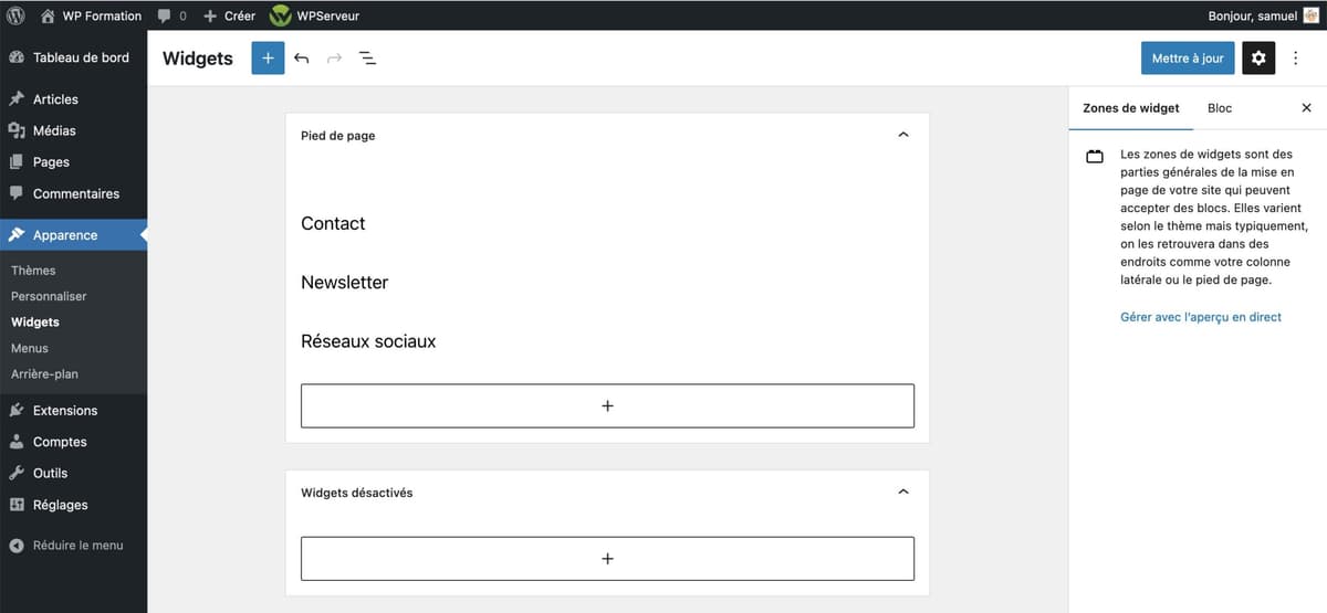 Tutoriel pour utiliser le footer WordPress