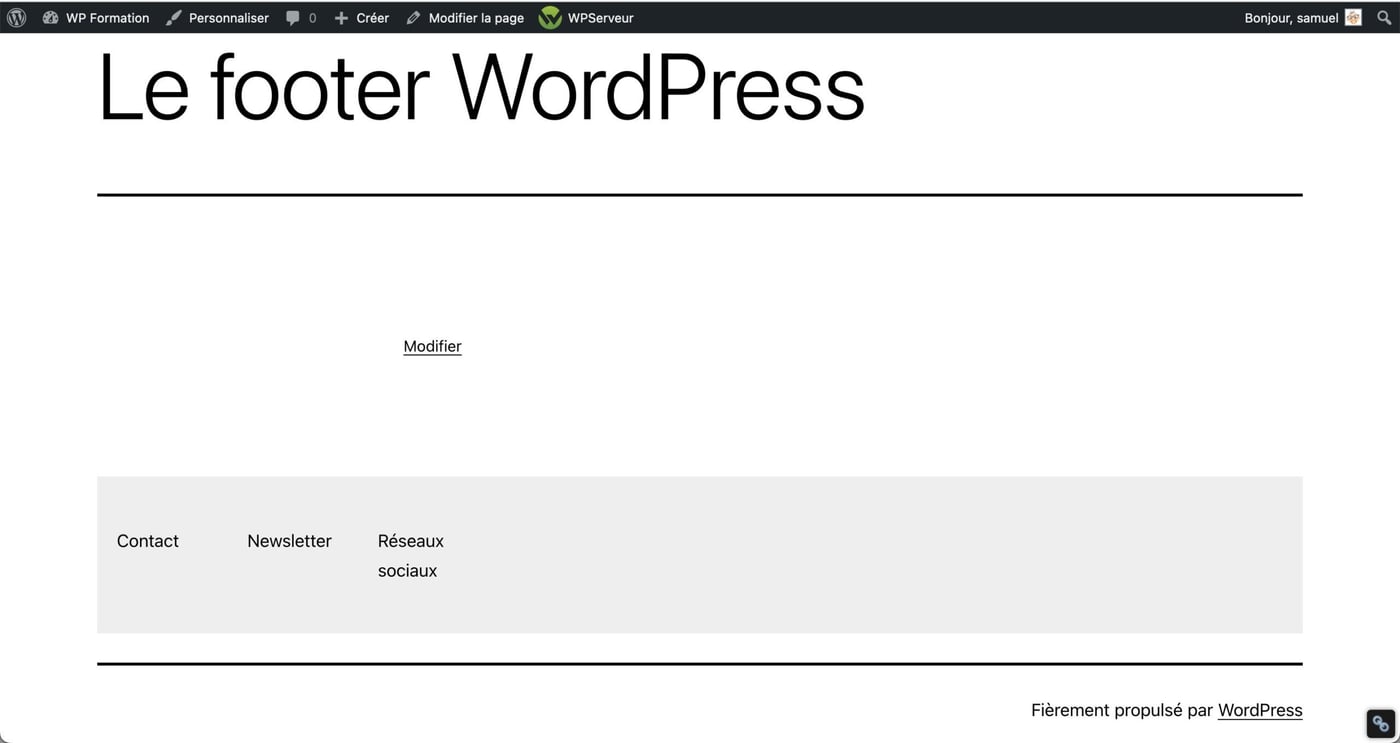 Tutoriel pour utiliser le footer WordPress