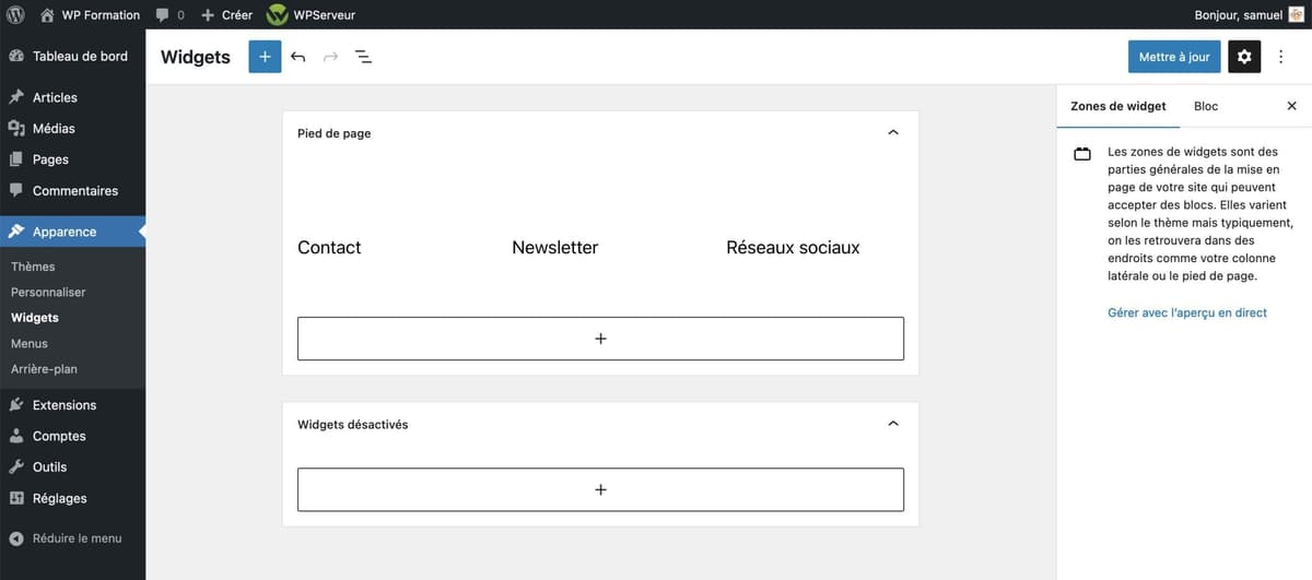 Tutoriel pour utiliser le footer WordPress