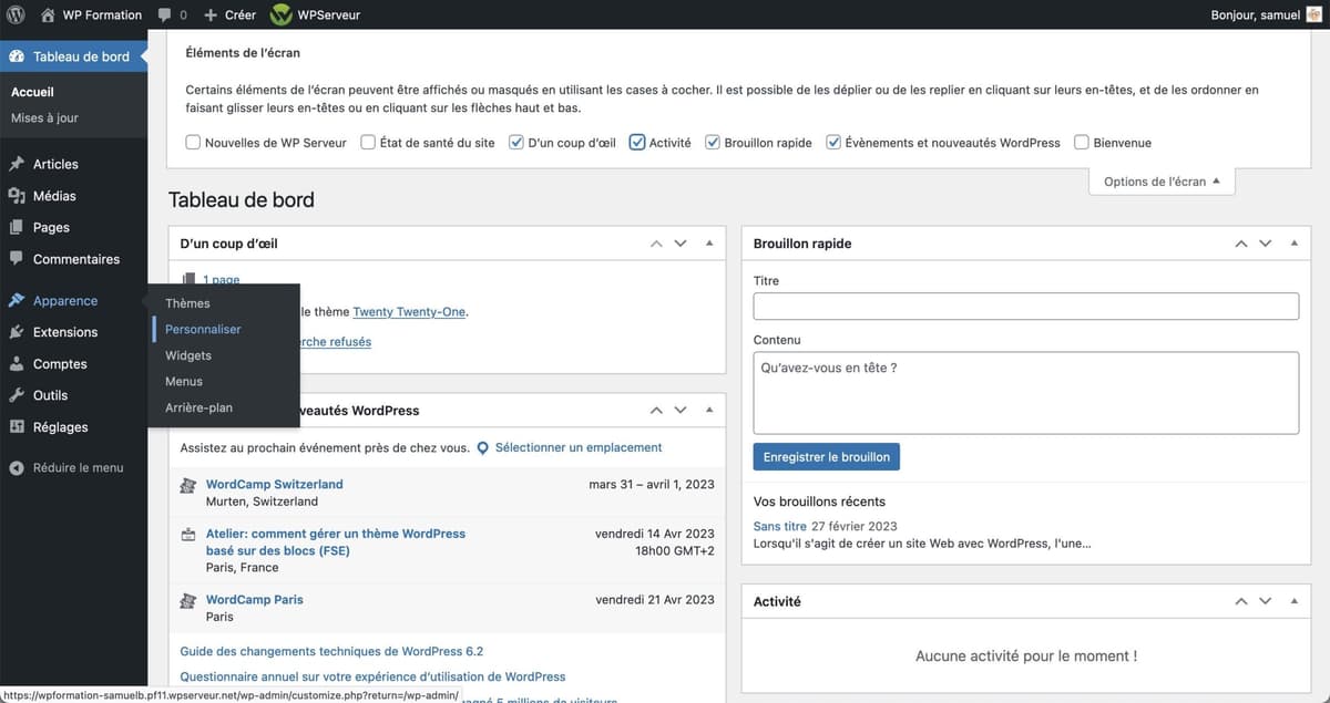 Tutoriel pour utiliser le footer WordPress