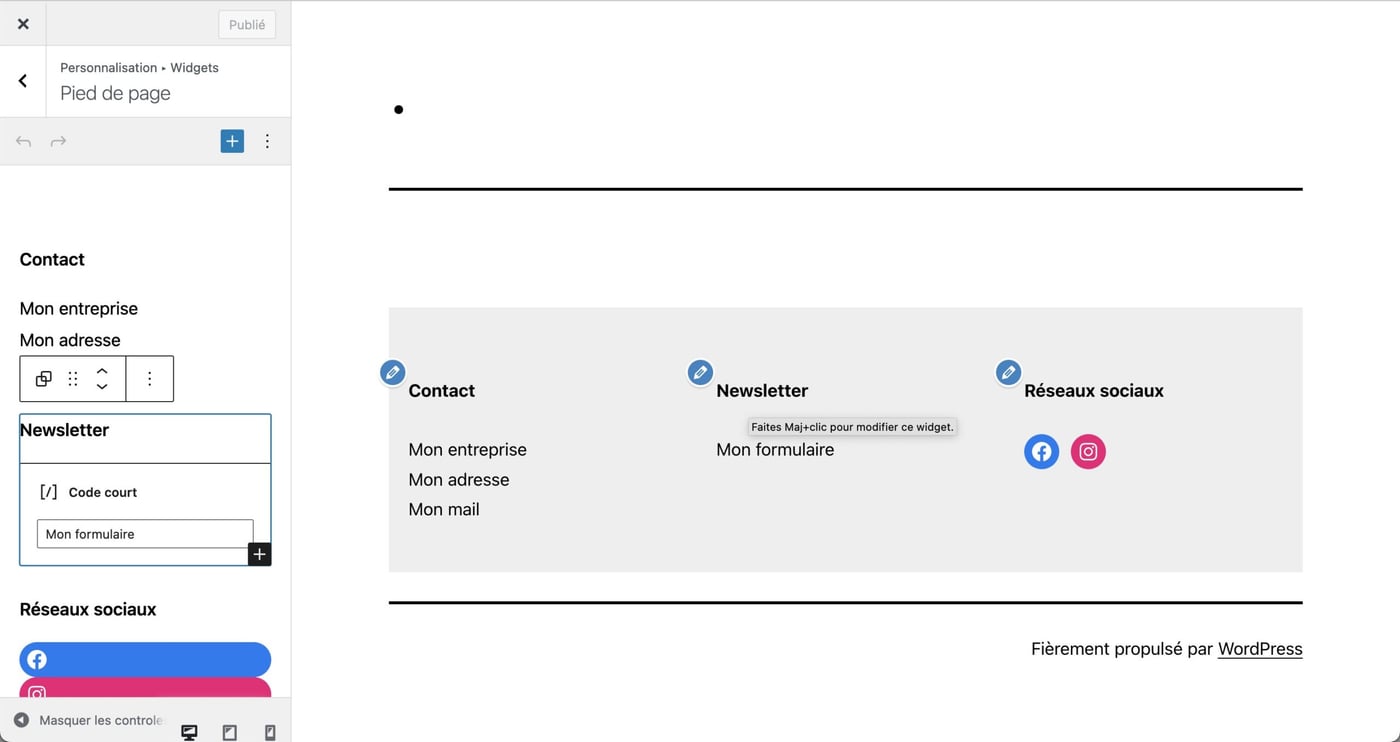Tutoriel pour utiliser le footer WordPress