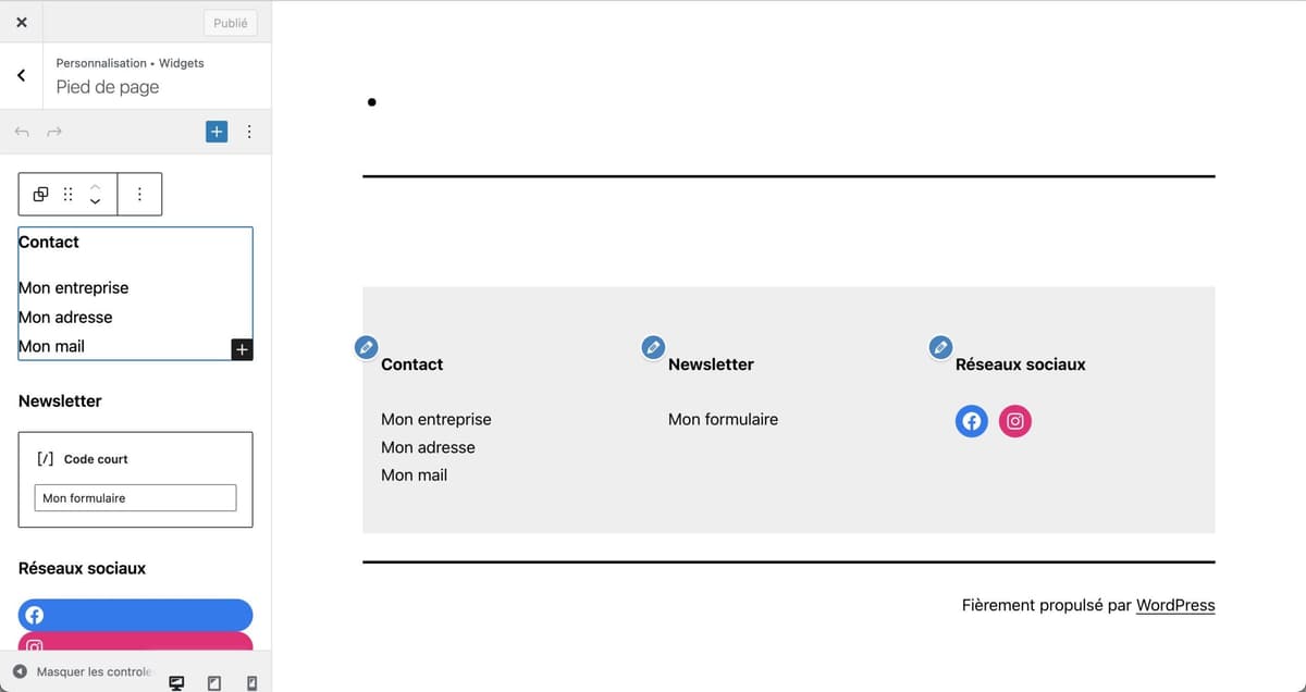 Tutoriel pour utiliser le footer WordPress