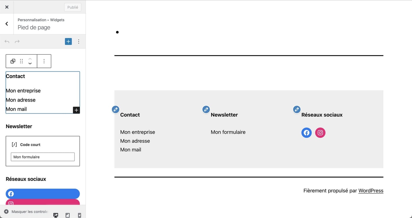 Tutoriel pour utiliser le footer WordPress