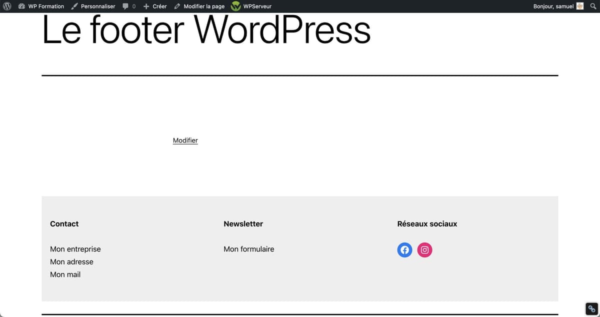 Tutoriel pour utiliser le footer WordPress