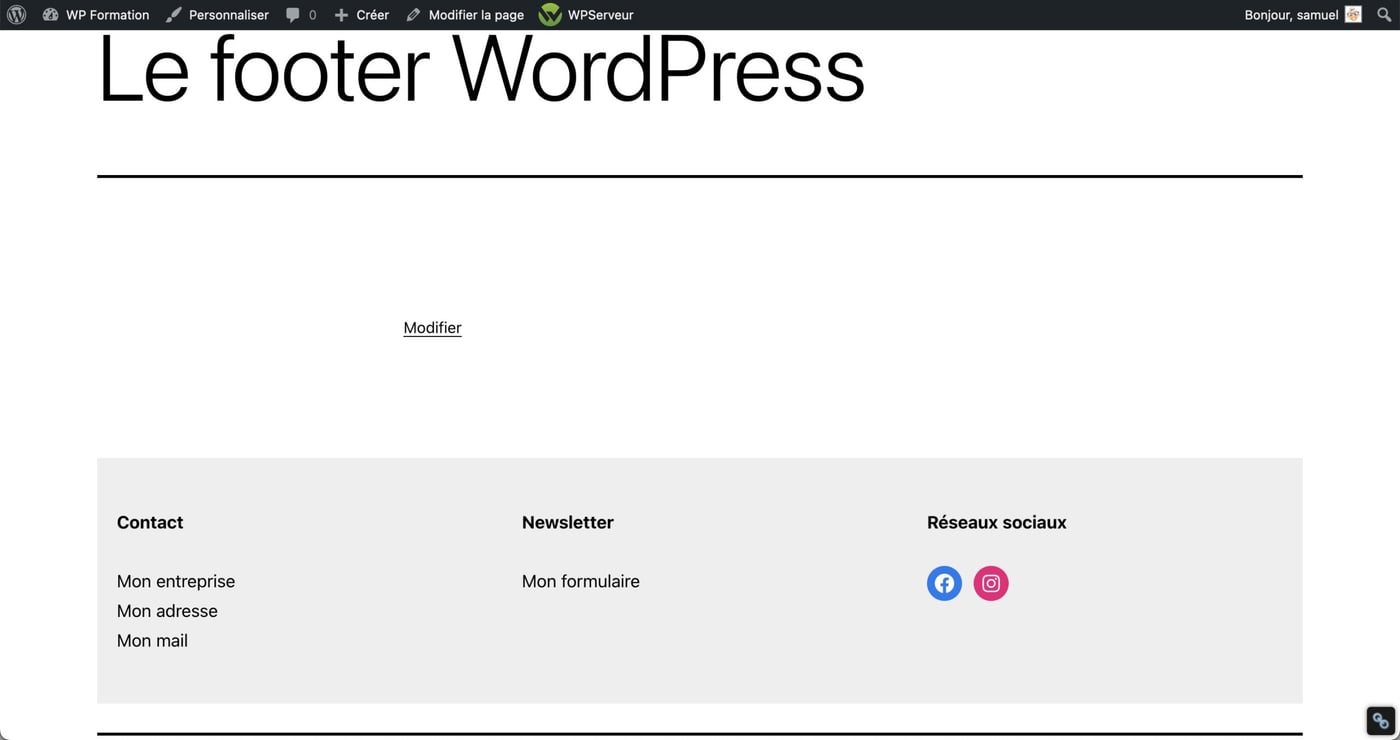 Tutoriel pour utiliser le footer WordPress