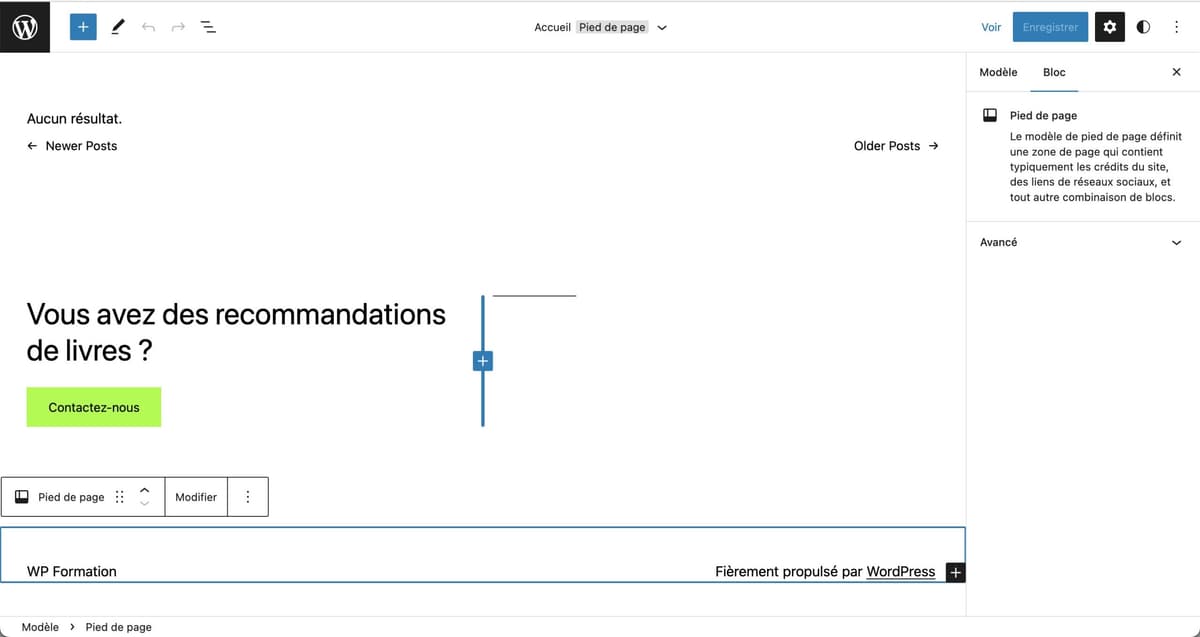 Tutoriel pour utiliser le footer WordPress en Full Site Editing