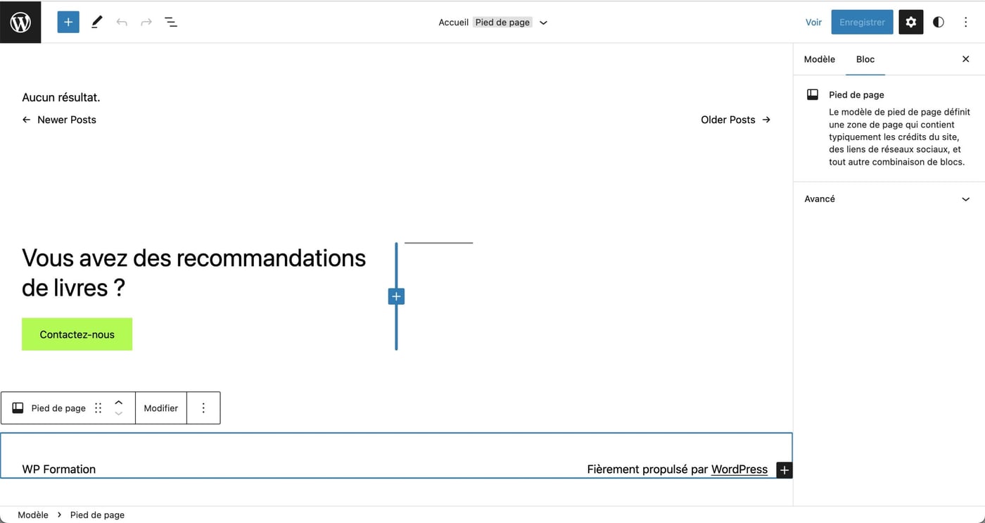 Tutoriel pour utiliser le footer WordPress en Full Site Editing