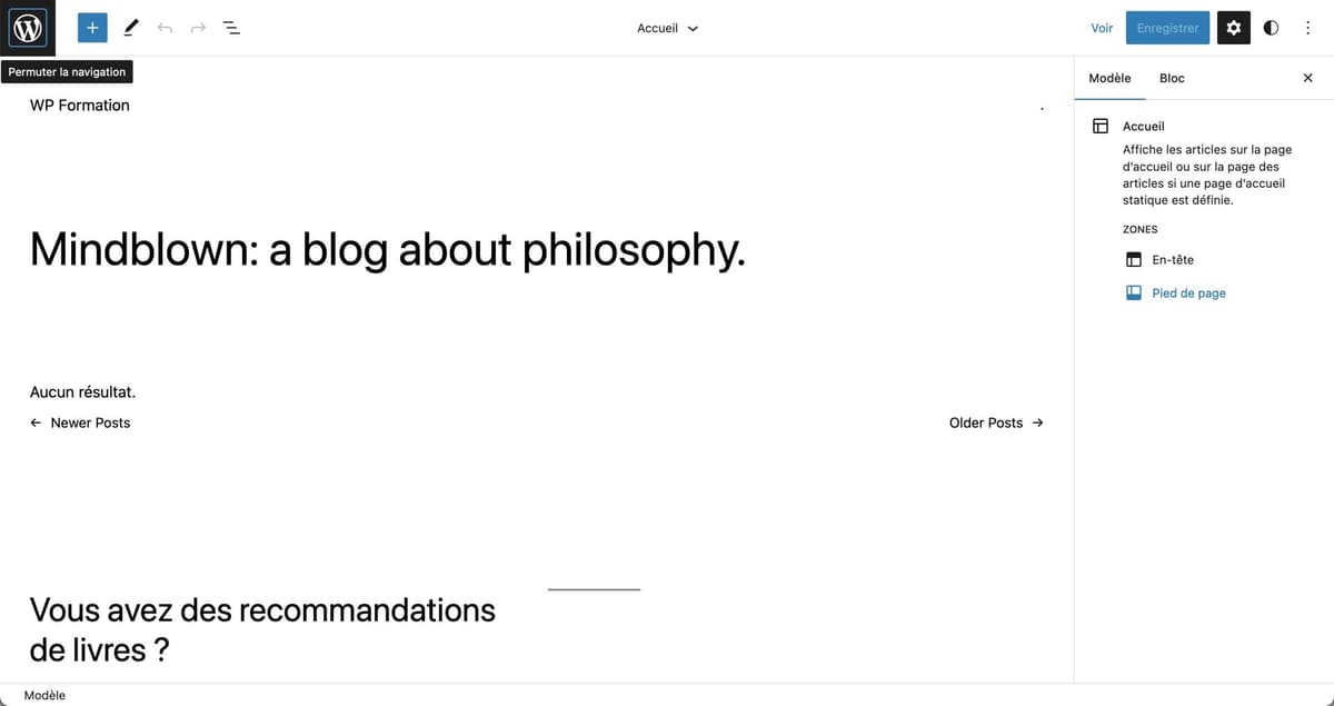 Tutoriel pour utiliser le footer WordPress en Full Site Editing