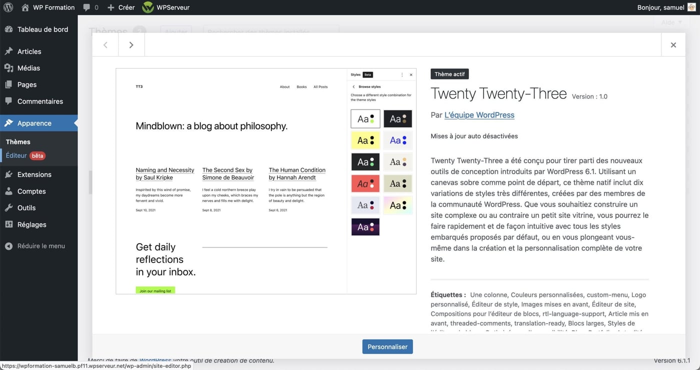 Tutoriel pour utiliser le footer WordPress en Full Site Editing