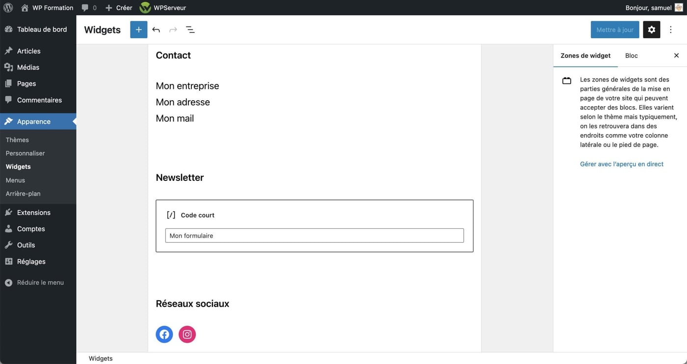 Tutoriel pour utiliser le footer WordPress