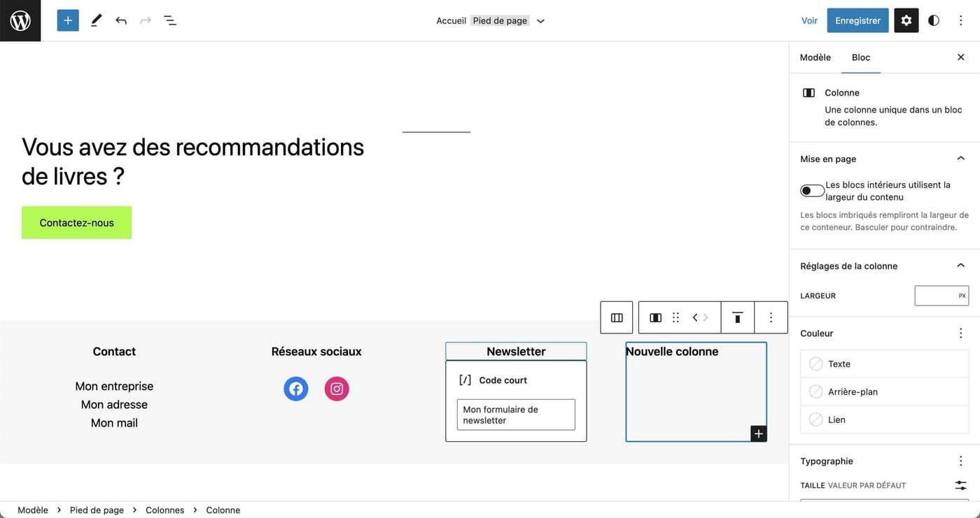 Tutoriel pour utiliser le footer WordPress en Full Site Editing