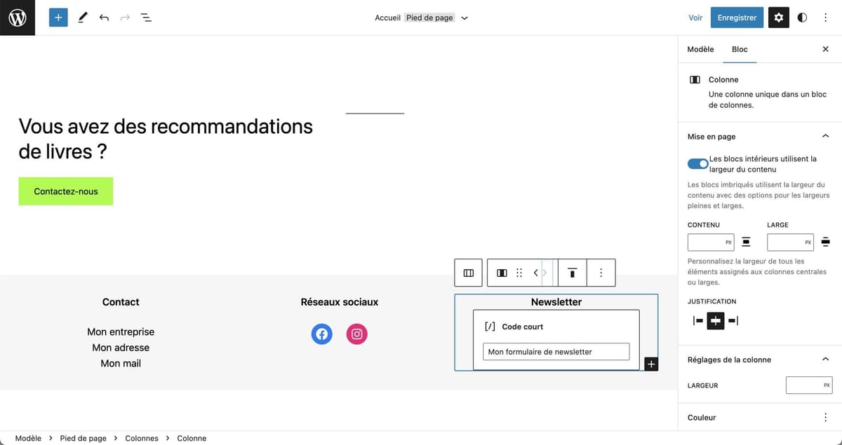 Tutoriel pour utiliser le footer WordPress en Full Site Editing