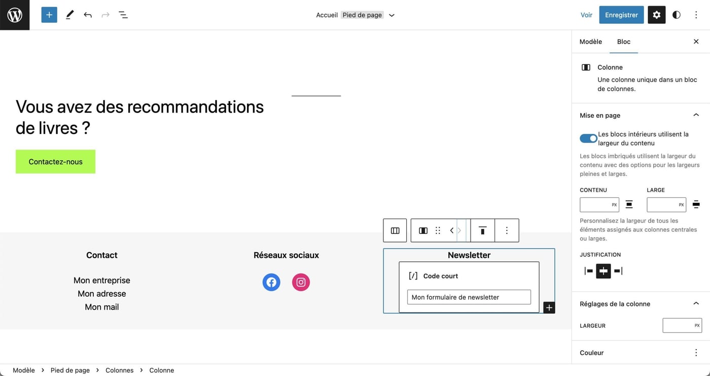 Tutoriel pour utiliser le footer WordPress en Full Site Editing