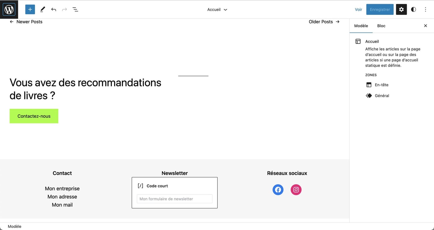 Tutoriel pour utiliser le footer WordPress en Full Site Editing