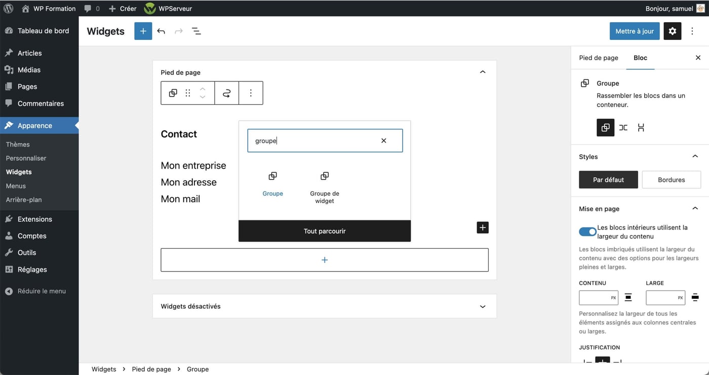 Tutoriel pour utiliser le footer WordPress