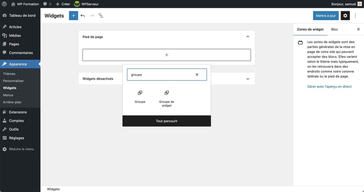 Tutoriel pour utiliser le footer WordPress