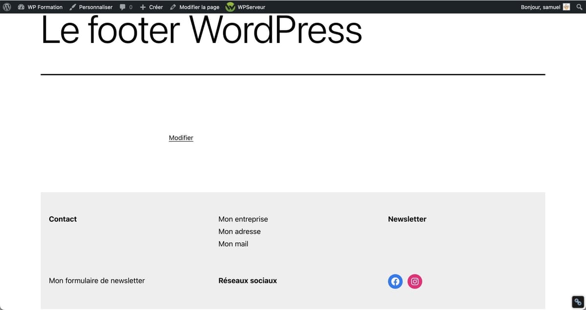 Tutoriel pour utiliser le footer WordPress
