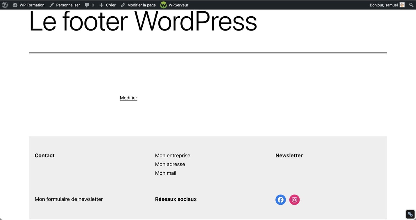 Tutoriel pour utiliser le footer WordPress