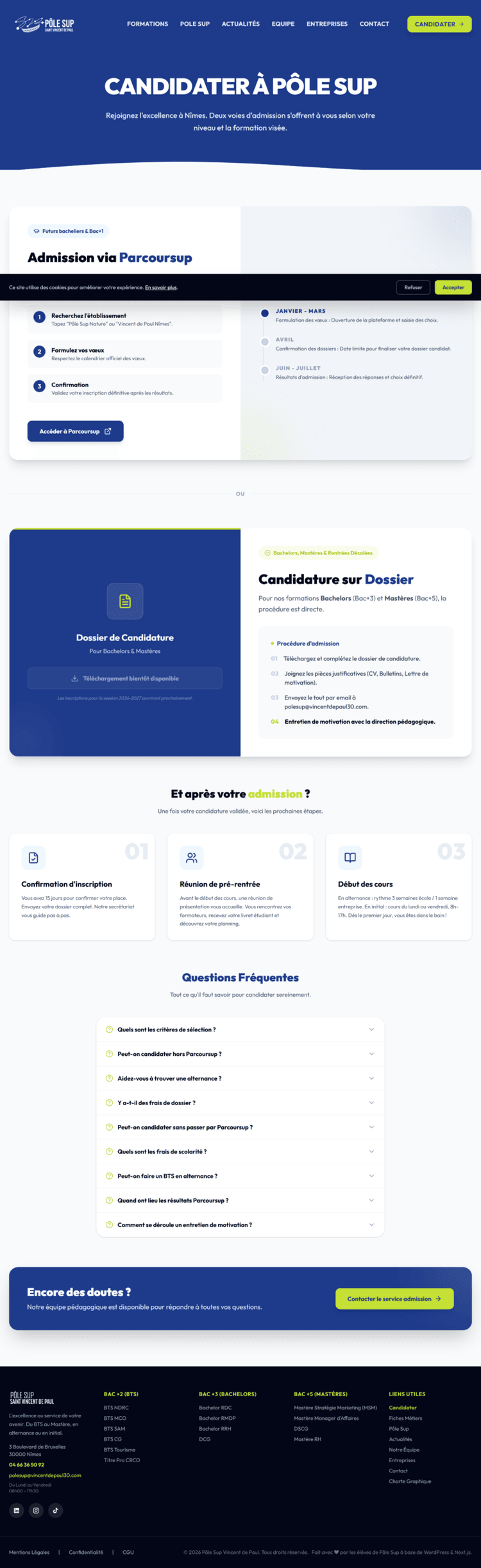 Page Candidater avec FAQ accordion