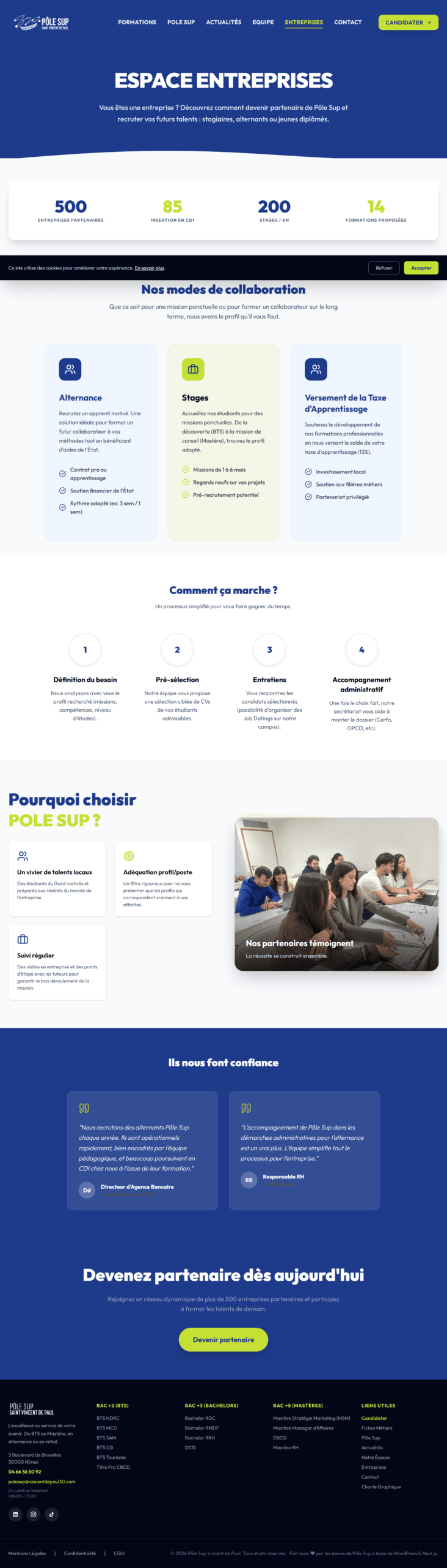 Page Entreprises partenaires